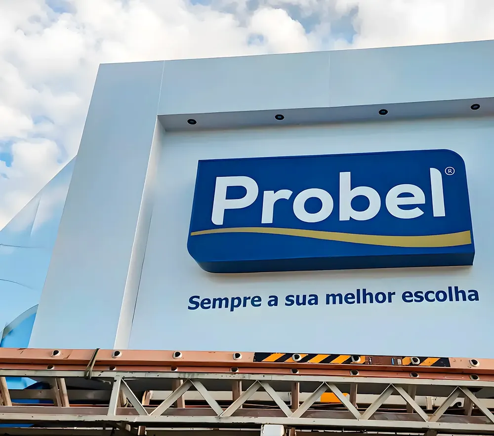 Fachada azul com letreiro Probel